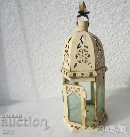  Стар градински фенер, свещник, за свещ ламарина метал, снимка 3 - Антикварни и старинни предмети - 28874093