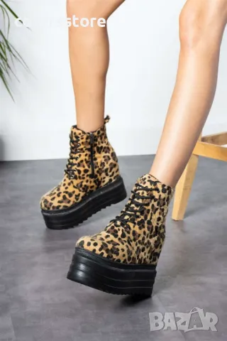 Боти на платформа - леопардов принт - BML88, снимка 3 - Дамски боти - 47624092