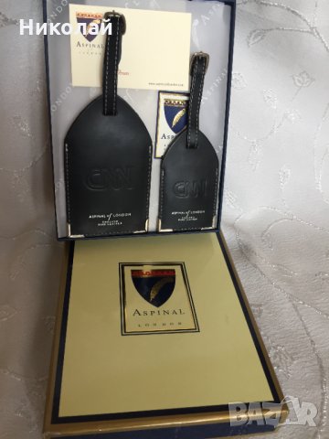 Етикети за багаж Aspinal of London сет, естествена кожа подаръчна кутия, топ качество брандирани CNN, снимка 3 - Други - 35267782