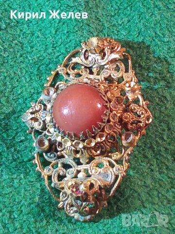 ПРЕКРАСНА СТАРИННА ФИЛИГРАННА БРОНЗОВА ПОЗЛАТЕНА АР НУВО РЕТРО БРОШКА МАЙСТОРСКА ИЗРАБОТКА 31393, снимка 3 - Антикварни и старинни предмети - 38032397