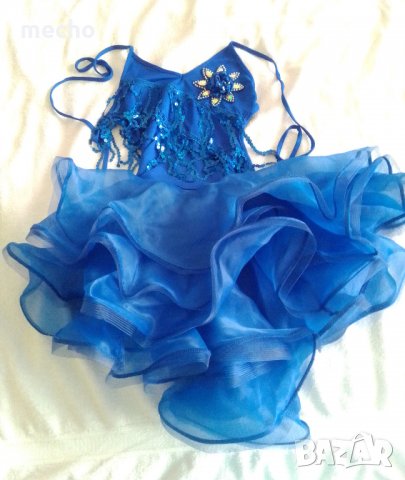 Новa наличнa синя рокля за танци с 3 волана, снимка 2 - Детски рокли и поли - 33414639