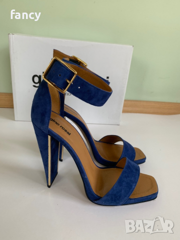 Сини сандали на висок ток Gino Rossi, снимка 8 - Сандали - 36415443