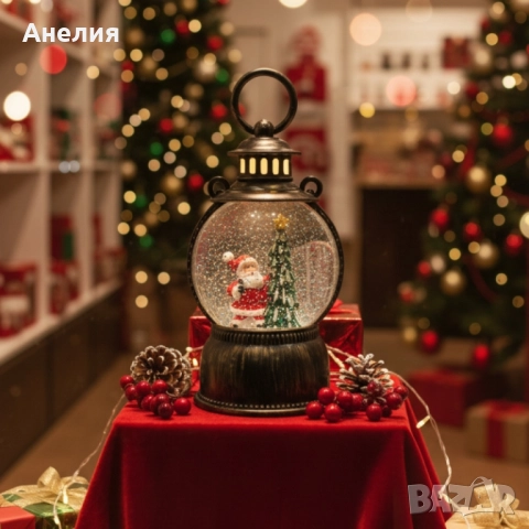 Голям Led коледен фенер с ефект на падащ сняг, снимка 3 - Декорация за дома - 52229841