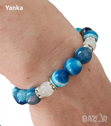 Гривна ръчна изработка - Blue , снимка 9 - Гривни - 51288086