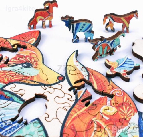 Дървен пъзел животни ЛИСИЦА С ОПАШКА Firefox / А4 формат Размер М, снимка 3 - Игри и пъзели - 43288189