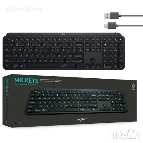 Клавиатура Безжична Logitech MX Keys Adv Illuminated, SS300670, снимка 2 - Клавиатури и мишки - 38931458