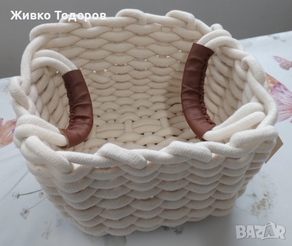Памучна плетена кошничка (Нова), снимка 2 - Други - 43612121