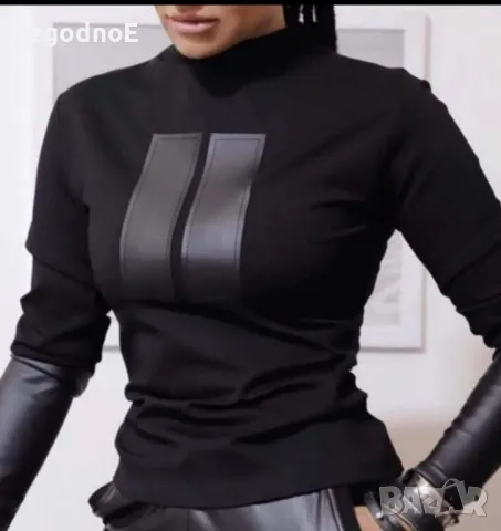 ХЛ Нова блузка с кожени елементи 