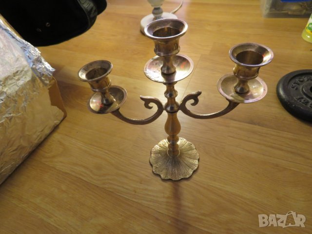 Красив Свещник, Стар бронзов свещник  троен свещник с 3 свещи - красота и декорация за вашия дом