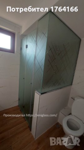 душ кабина с орнаментно  закалено стъкло