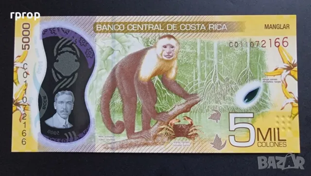 Коста Рика. 1 000 , 2 000 ,5 000 колона. 2018 - 2019 година. Полимер . UNC., снимка 5 - Нумизматика и бонистика - 48508394
