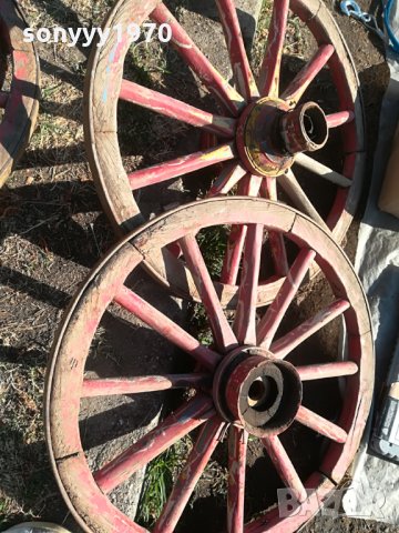 ретро колела от каруца-3бр-метал и дърво, снимка 9 - Колекции - 26549479