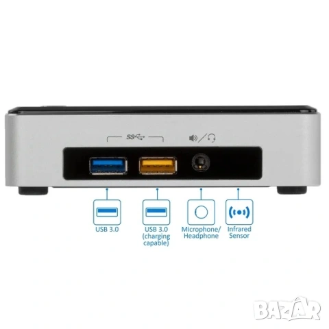 Мини компютър Intel NUC5I3RYK i3-5010U/8GB/120GB SSD, снимка 3 - Работни компютри - 53593390