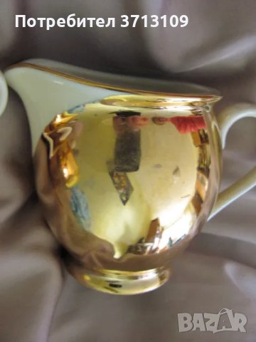 40-те порцеланова каничка за мляко и захарница, маркировка, 24Кпозлата, снимка 8 - Антикварни и старинни предмети - 48653311