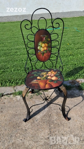 Стол винтидж- метал и дърво, снимка 2 - Столове - 53562111