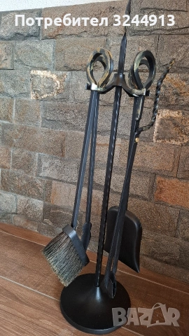 Красив комплект за камина от ковано желязо пет части, снимка 6 - Други стоки за дома - 53270841