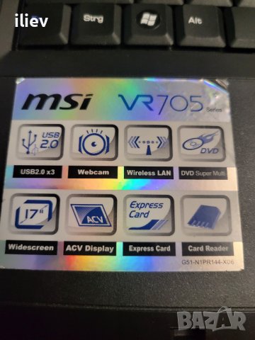  Лаптоп MSI Megabook VR705, снимка 5 - Лаптопи за дома - 39218016