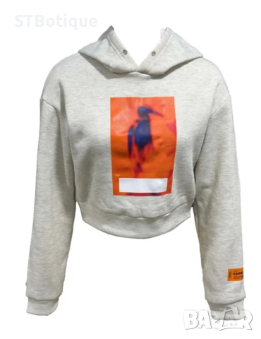 💕Дамска къса блуза с качулка и графичен принт – STBoutique💕, снимка 2 - Суичъри - 51941889