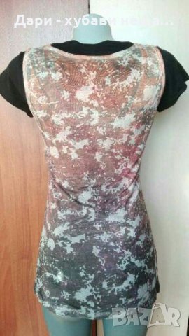 Тениска/туника от два пласта, в преливащи цветове и камъчета🍀❤S,M❤🍀арт.4311, снимка 3 - Туники - 37038363