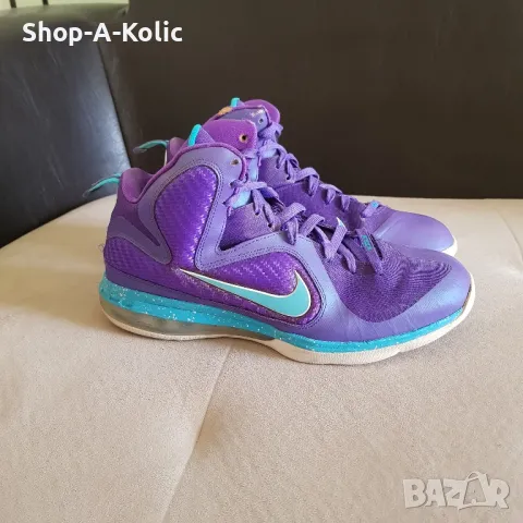 Original Rare NIKE LEBRON IX 9 Summit Lake Hornets Purple Turquoise Blue Green, снимка 7 - Маратонки - 47934740