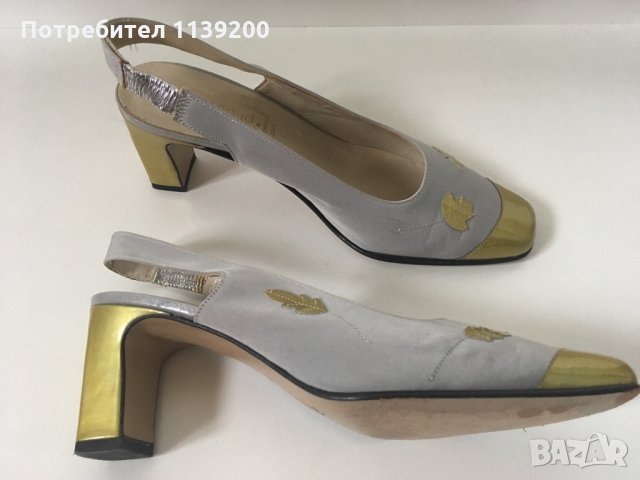 Heyraud Paris 41 луксозни официални френски обувки сребърно и златно , снимка 1 - Дамски елегантни обувки - 32962479