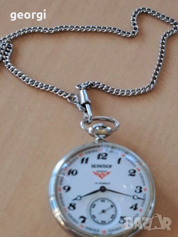 руски джобен часовник Serkisof 18 jewels с кюстек, снимка 2 - Мъжки - 49854080