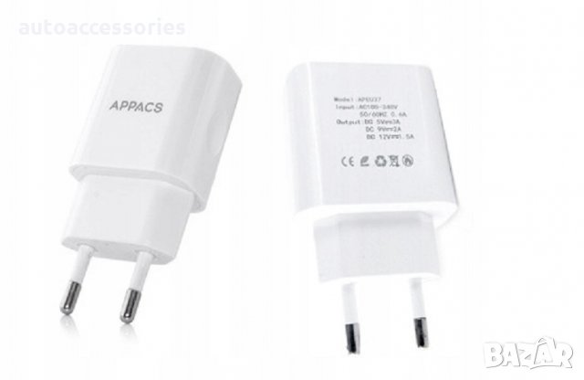 Мрежово зарядно устройство, Appach, 5V/3A,9V/2A ,12V/1.5A 220V,1 x USB, снимка 2 - Оригинални зарядни - 27805253