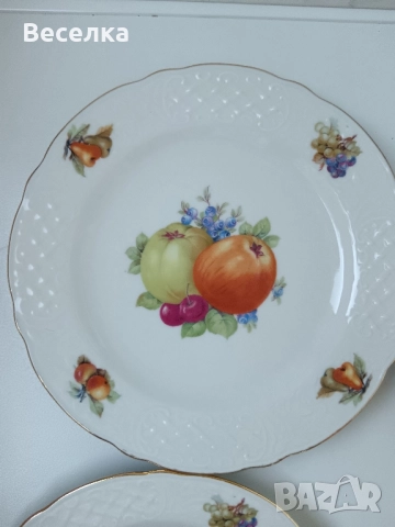 5 бр чинии за десерт Бавария, декорация с плодове , снимка 4 - Чинии - 52424457