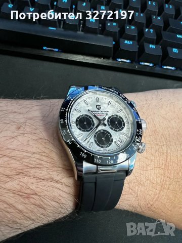 Кварцов часовник PAGANI DESIGN, сапфир,Seiko VK63 механизъм, авт. дата,хронограф,водоустойчив 100 м., снимка 8 - Мъжки - 43943621
