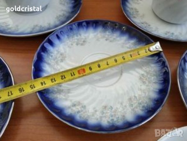 Порцеланов сервиз за чай кобалт и сребро , снимка 3 - Антикварни и старинни предмети - 43187696