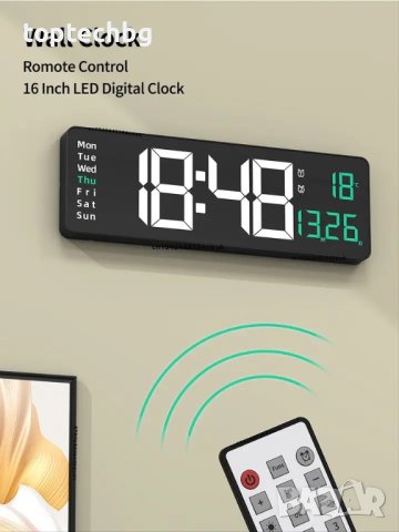 LED дигитален часовник за стена с дистанционно, снимка 2 - Стенни часовници - 43905740