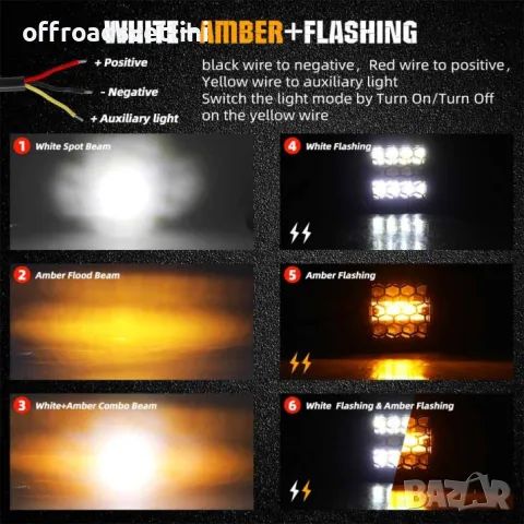 Комплект 6 броя LED Диодни халогени с аварийна светлина блиц офроуд, снимка 2 - Аксесоари и консумативи - 48377257