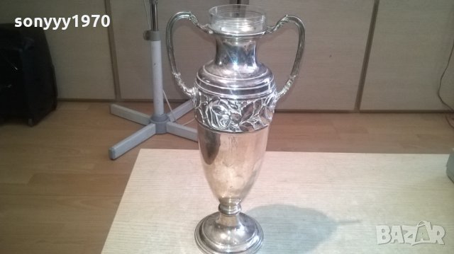 АМФОРА-посребрена кана с стъклено гърло-внос швеицария