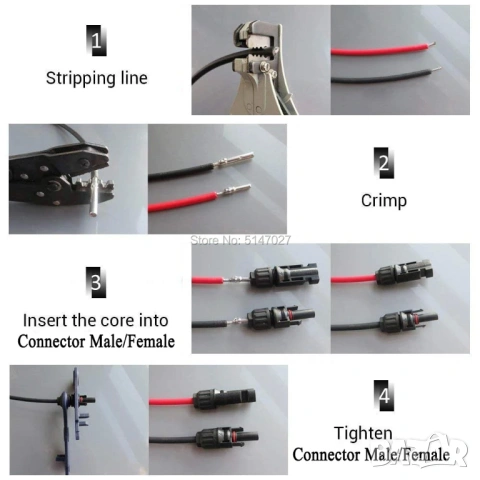 Конектори MC4 за соларни панели / чифт, снимка 4 - Друга електроника - 53247924