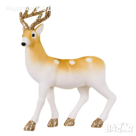 Коледна декоративна фигура на Северен елен, Шампанско, 38 см