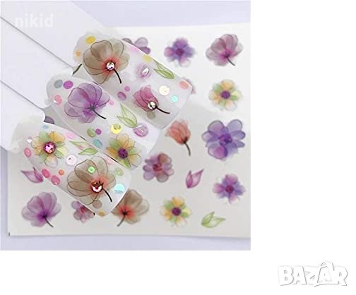 YZW-3047 цветя слайдер водни стикери маникюр ваденки нокти, снимка 2 - Продукти за маникюр - 33383833