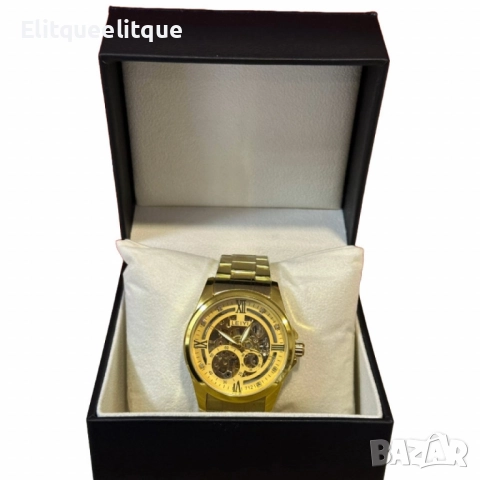 Златист мъжки часовник LEIYI с модерен дизайн циферблат, снимка 3 - Мъжки - 52278949
