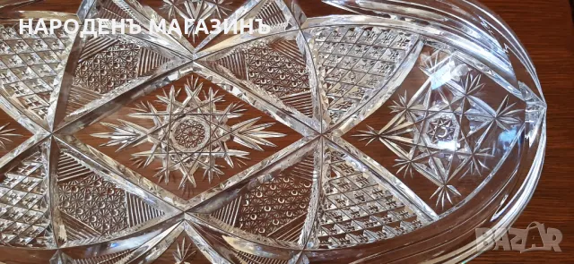 BOHEMIA - Чехословакия - Голяма кристална фруктиера кристал бонбониера купа в формата на гондола, снимка 10 - Други ценни предмети - 49405051