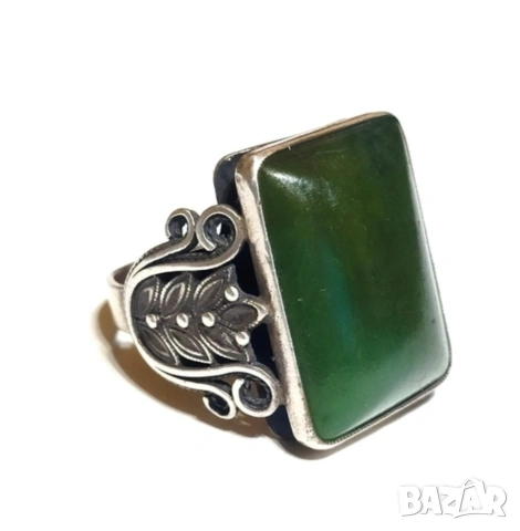Сребърен пръстен СССР нефрит
