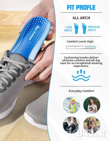 Удобни стелки, абсорбиращи ударите, стелки от мемори пяна за мъже и жени, 41-48, снимка 2 - Други стоки за дома - 51943515