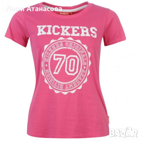  Страхотна тениска с къс ръкав в бял и розов цвят с щампа " Kickers ",внос от Англия, снимка 3 - Спортни екипи - 26684867