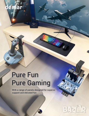 Комплект от 2 настолни стойки Hotas контролери за симулатори на полети, снимка 2 - Аксесоари - 52669479