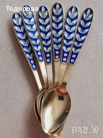 СССР сребърни лъжици-три комплекта. Сребро 875 проба., снимка 2 - Антикварни и старинни предмети - 45693394