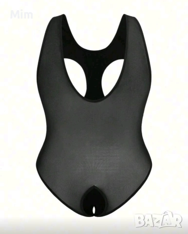 4XL Черно боди от лак /винил/с отворено дъно и бюст, снимка 2 - Бельо - 53171197