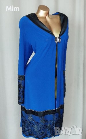 pracci 52 Син халат с черен сатен и дантела 