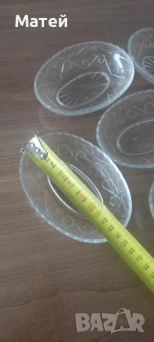 Комплект от 5 ретро чинийки за ядки* Стъкло* от Соца, снимка 5 - Чинии - 51975863