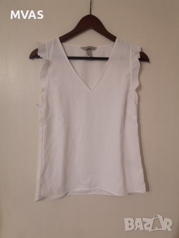 Нова блузка H&M XS 34 размер бяла с волани