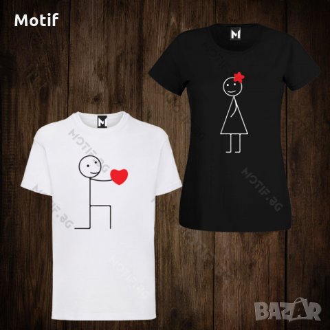 Тениски с щампа за Свети Валентин - дамска тениска + мъжка тениска 