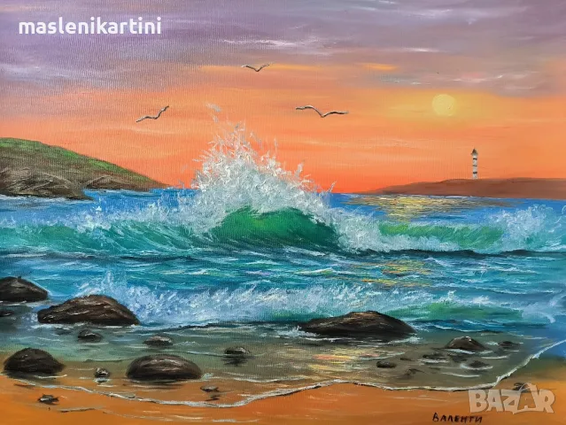 Море и вълни маслена картина 