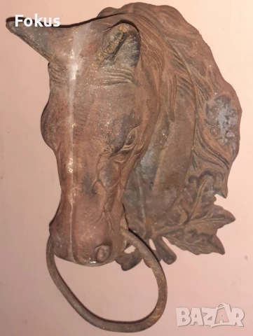 Уникална находка Старо чугунено чукало за врата конска глава, снимка 2 - Антикварни и старинни предмети - 51368661